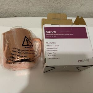 New MUVO Stainless Steel Milk Jug Copper Finish 12Oz Pitcher Espresso Cup Mug G2